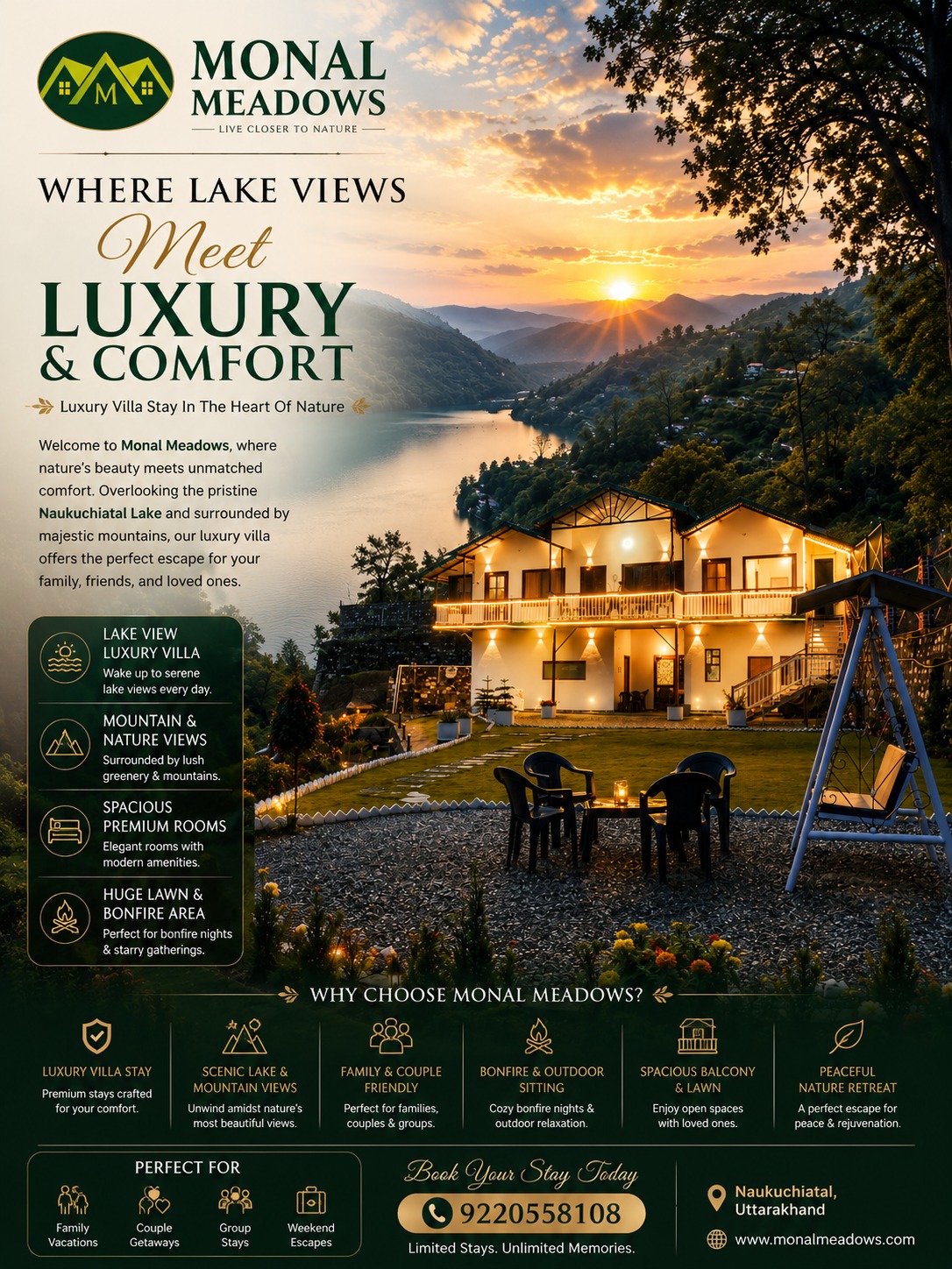 Cozy home stay in Naukuchiatal with lake view